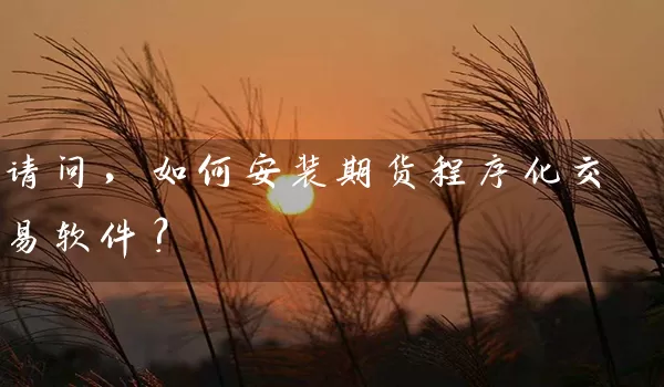 请问，如何安装期货程序化交易软件？_https://www.gzguangze.com_中阳国际期货_第1张