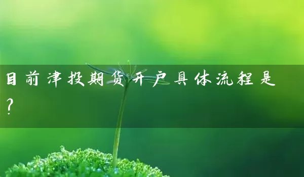 目前津投期货开户具体流程是？_https://www.gzguangze.com_期货手续费_第1张